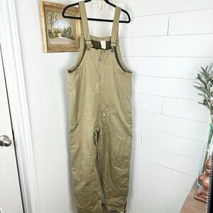 Vintage King Kard Overall Co Wool Lined Bib Overalls Tan Khaki Size Medium